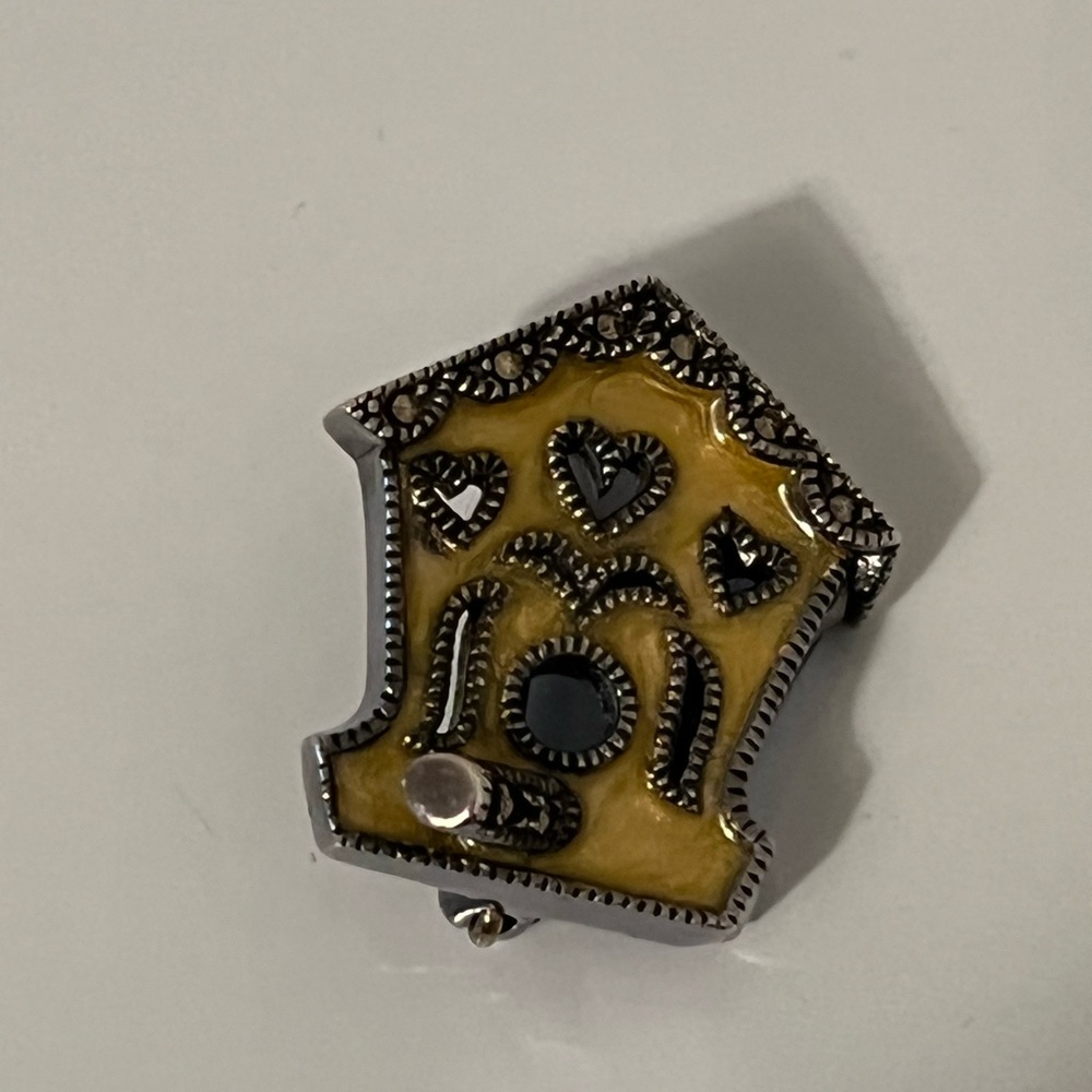 VINTAGE Judith Jack little yellow house pin